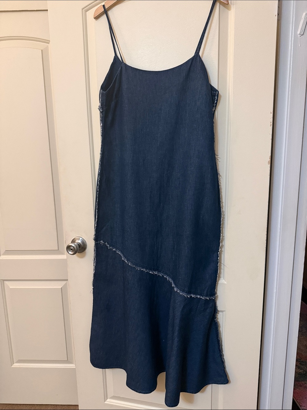 Zara Dark Denim Midi Slip Dress